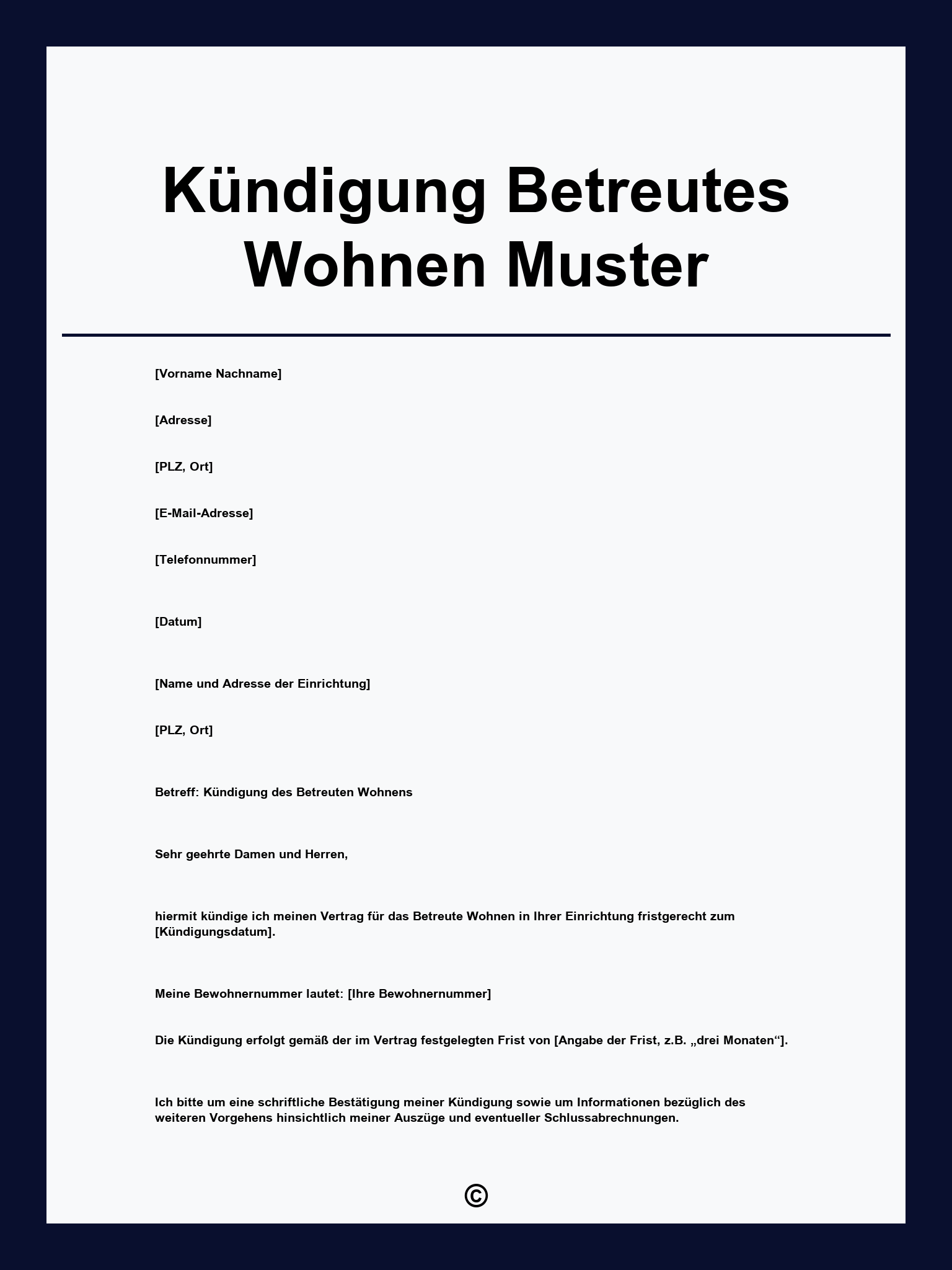 Kündigung Betreutes Wohnen Muster
