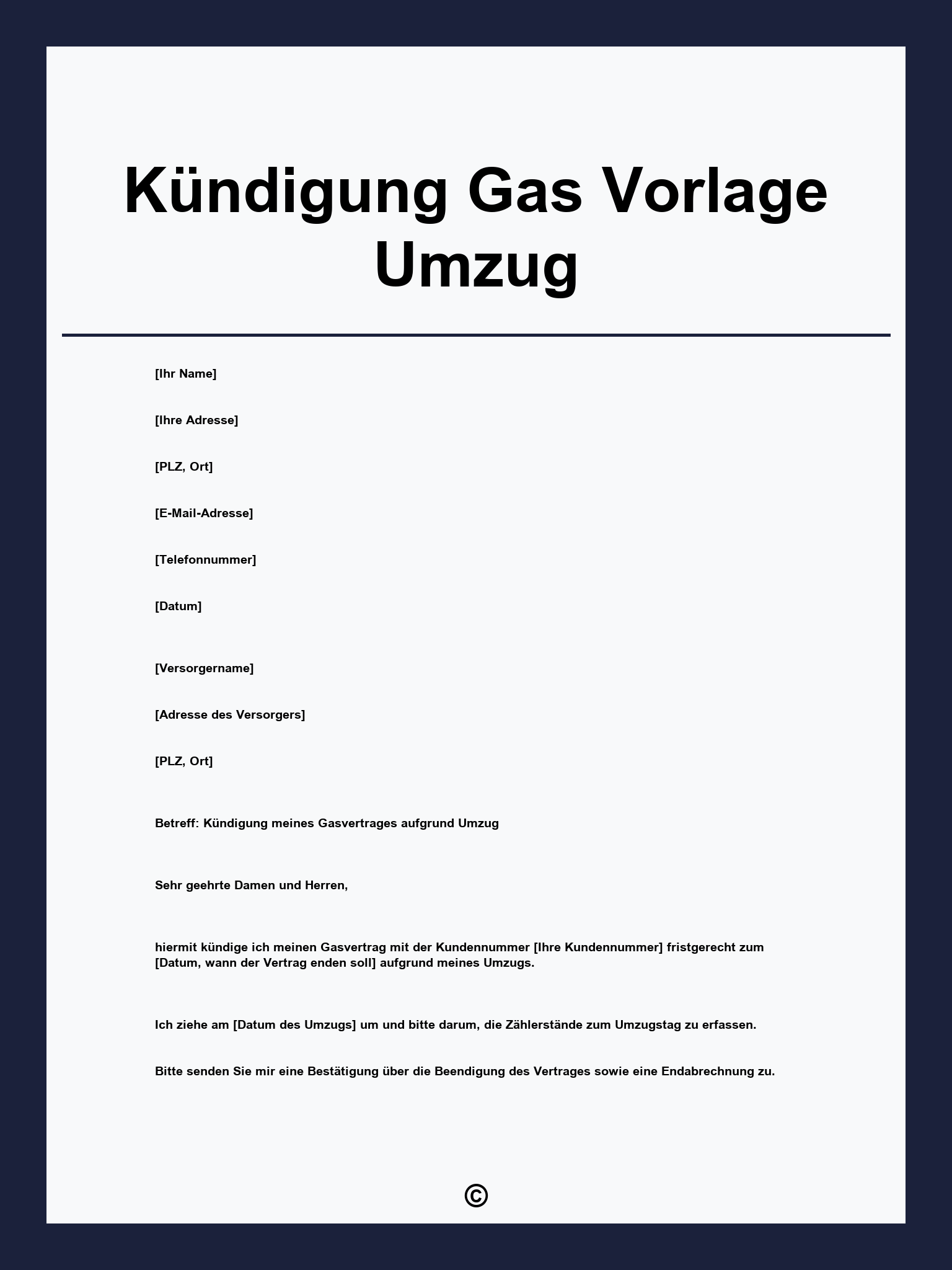 Kündigung Gas Vorlage Umzug
