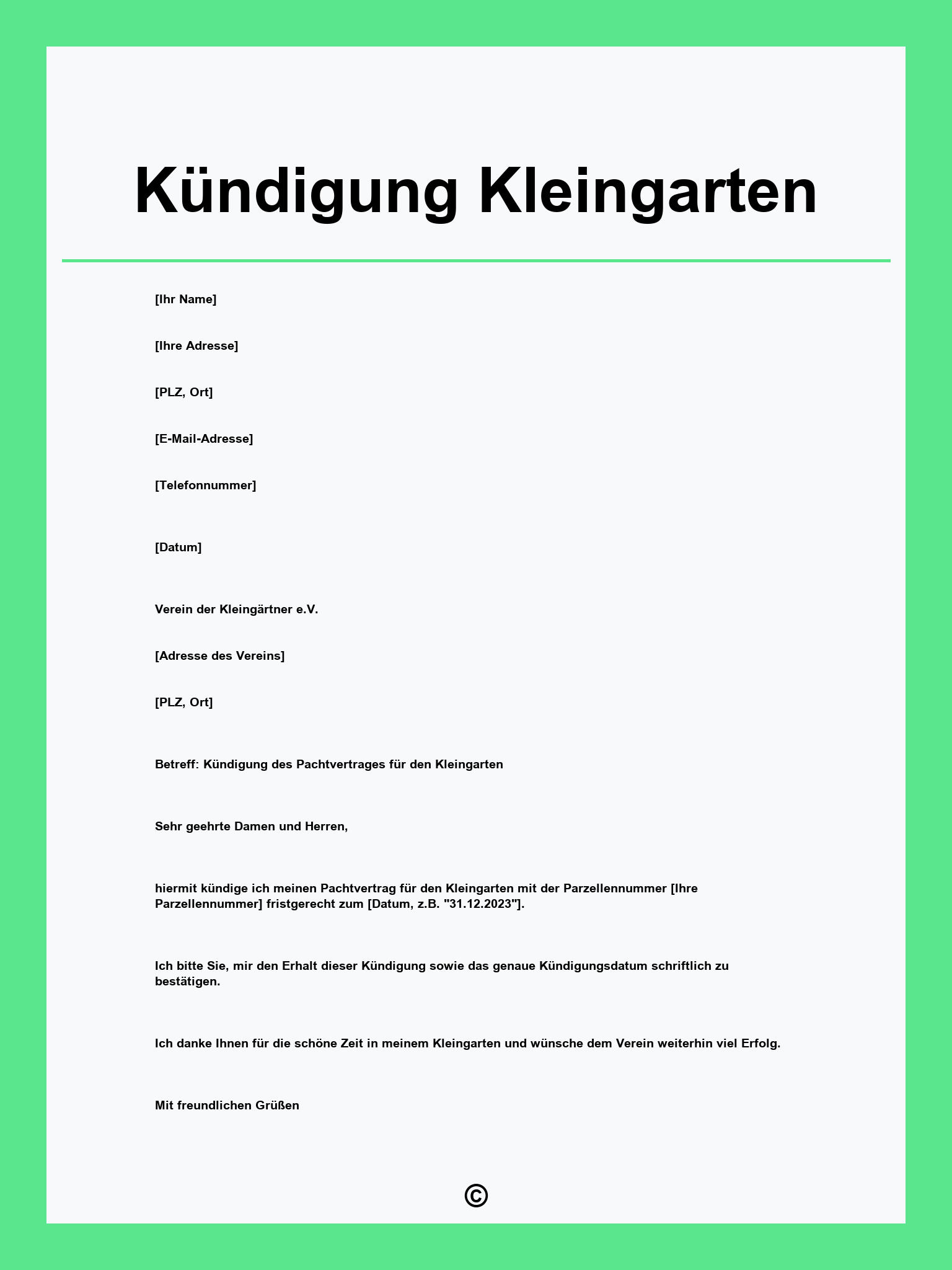 Kündigung Kleingarten